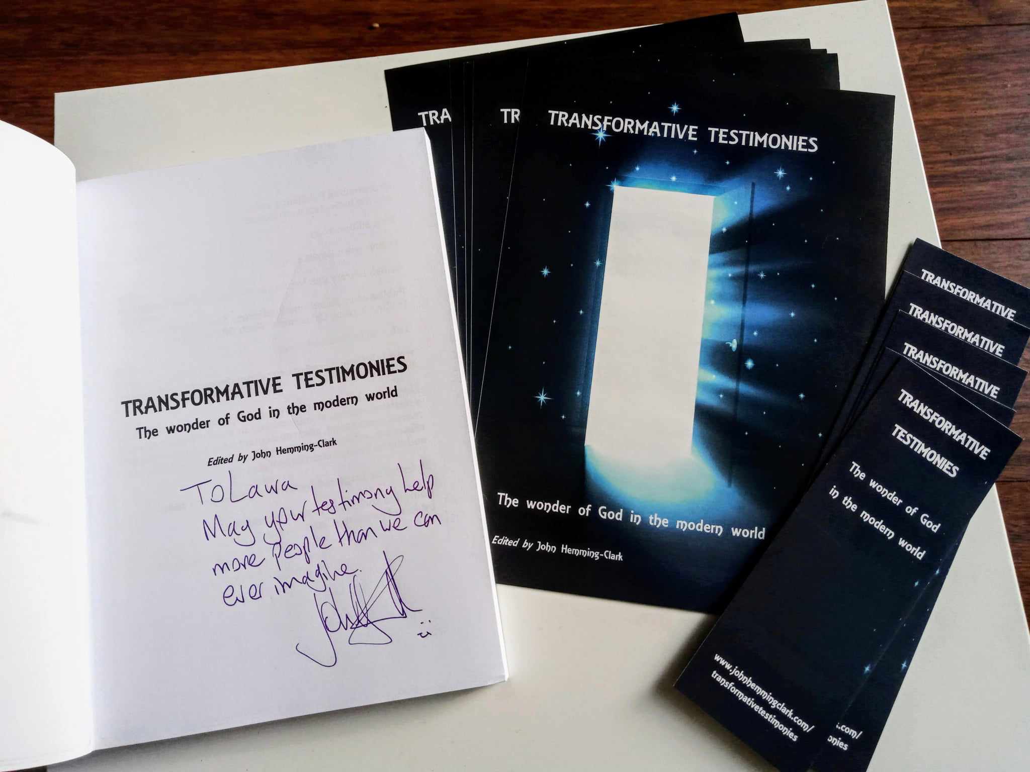 Transformative Testimonies signed copy from John Hemming Clark